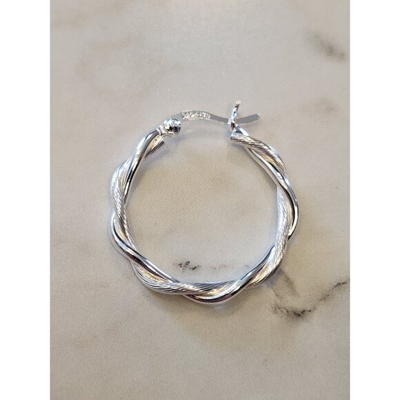 Sterling Silver Braided Hoop Earrings - Picture 5 of 5